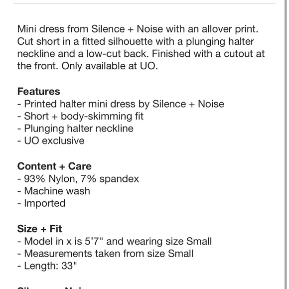 Silence + Noise Printed Plunging Mini Dress - Picture 4 of 9